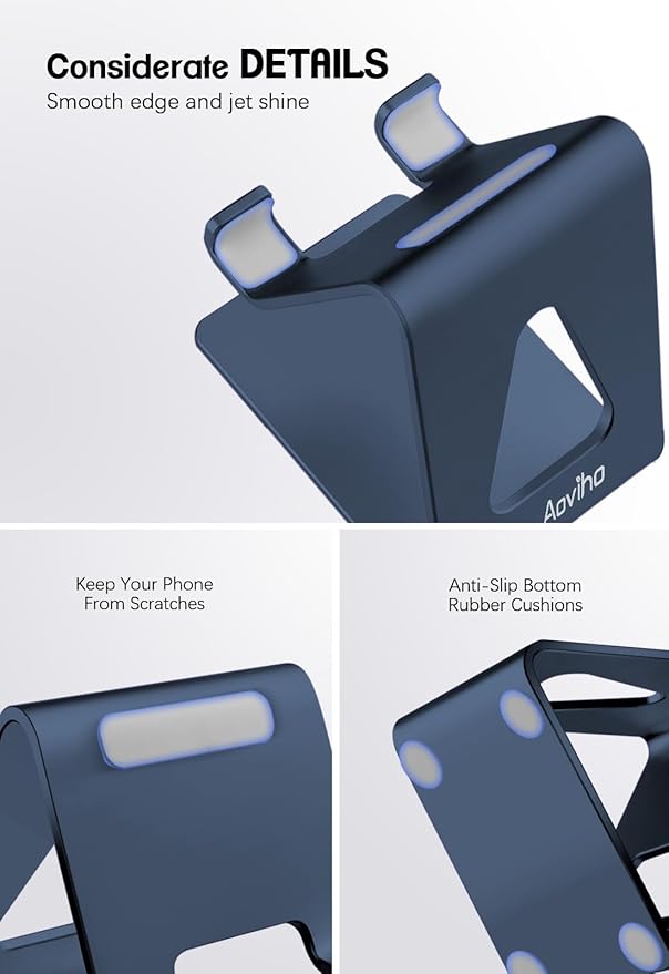 Desk Cell Phone Stand Phone Holder - Aluminum Phone Cradle Dock for iPhone 13 12 pro 11 X Xs max 8 7 6 6s Plus SE 5 5s SE Samsung, All Smart Phones (Navy Blue)