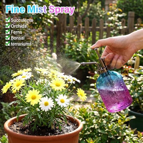 Sliner 6 Pack Glass Plant Mister Spray Bottles 7.7" Tall Glass Water Spray Bottle 12.2 oz Hand Pump Sprayer Fine Mist Watering Can with One Hand Top Pump for Indoor & Outdoor Houseplants (Bronze) - Image 4