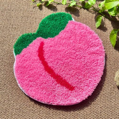 MeoobkCraft DIY Latch Hook Rug Kit, Floral Pattern, 19.7 x 19.7 inches, Printed Canvas with Yarn (Blush Peach) - Image 2