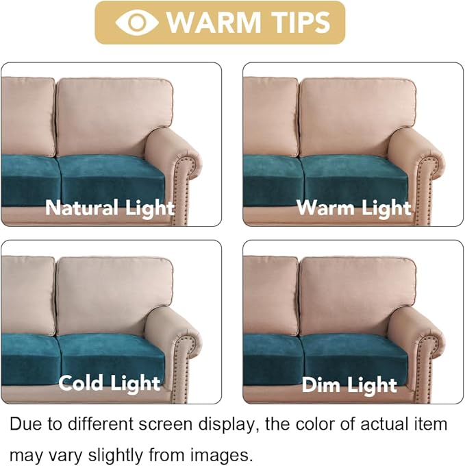 H.VERSAILTEX Velvet Stretch Couch Cushion Cover Plush Cushion Slipcover for Chair Loveseat Sofa Cushion Furniture Protector Seat Cushion Sofa Cover (2 Piece Large Sofa Cushion Covers, Deep Teal)