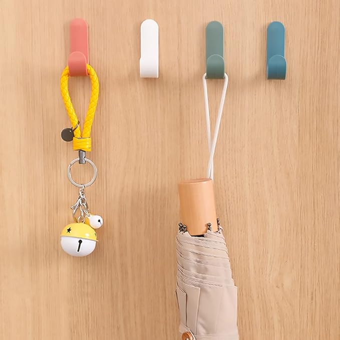 12 Pack Adhesive Hooks Utility Wall Hooks Key Hooks for Wall Decorative Key Holder Rack Self Adhesive Wall Hooks for Towels, Hats, Shower, Kitchen, Living Room, Office