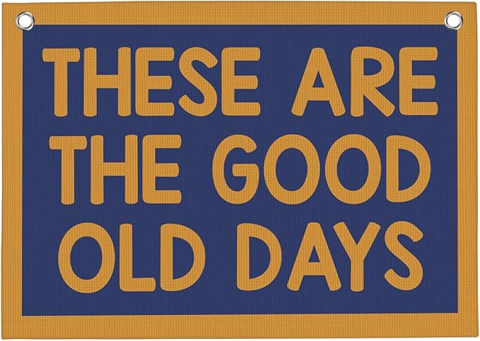 Vintage Dark Blue Green These Are The Good Old Days Banner Vintage Banner Wall Decor Wall Hanging Boys Girl Play Bedroom Dorm Room Decor 22x28 Inch