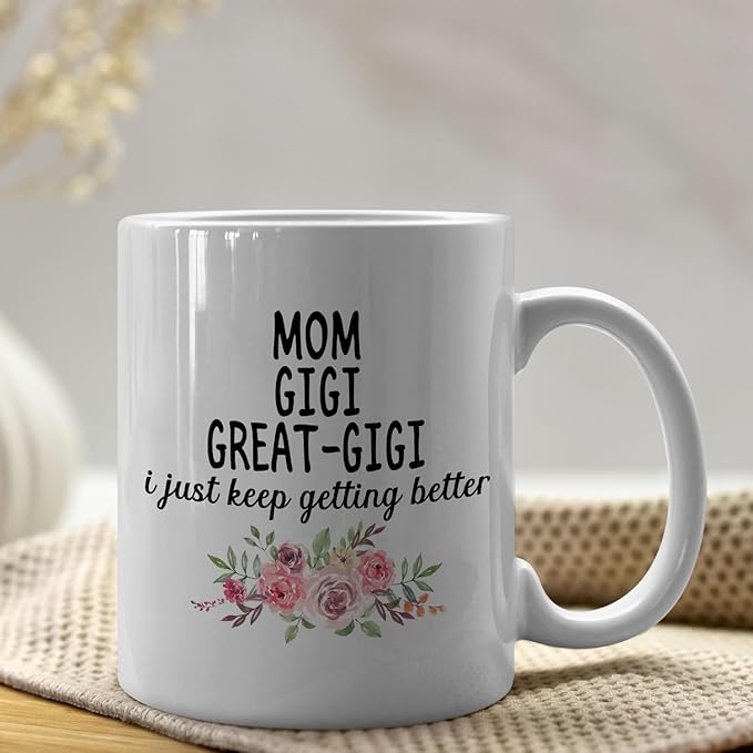 IWXYI Great Gigi Coffee Mug - Great Gigi Gifts for Birthday Mothers Day, 11oz Floral Mother‘s Day Coffee Mug Ceramic, Mothers Day Gifts