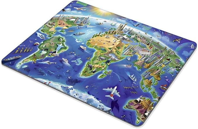 Square Mouse Pad World map,Gaming Mouse Pads for Desk,Soft Computer Waterproof Non-Slip Mouse Mat