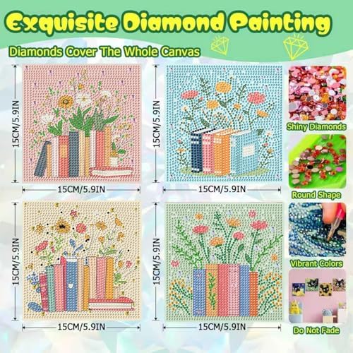 ICYANART 4 Pack Diamond Art Painting Kits for Kids Ages 6-8-12 6x6Inch - Image 3