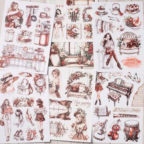 YagCu Journal Stickers, Brown Memories Scrapbook Stickers, Junk Journal Supplies, Pre-Cut Aesthetic Scrapbooking Stickers for Adults, Decorative Ephemera Bullet Planner DIY Arts Craft - Image 4