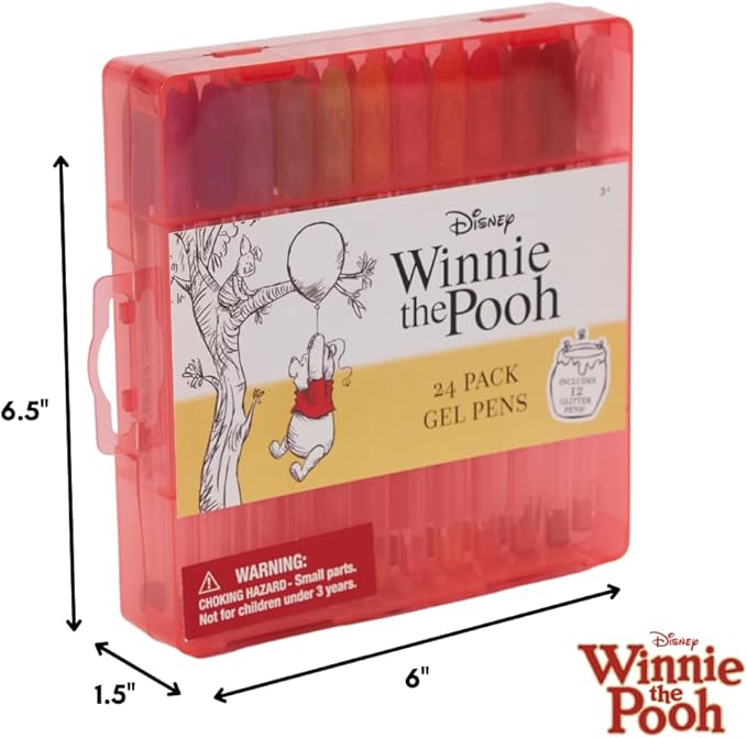 Disney Winnie the Pooh Gel Pens Set for Kids, 24 Pack with Glitter Gel Pens, Cute Pens for Girls and Boys