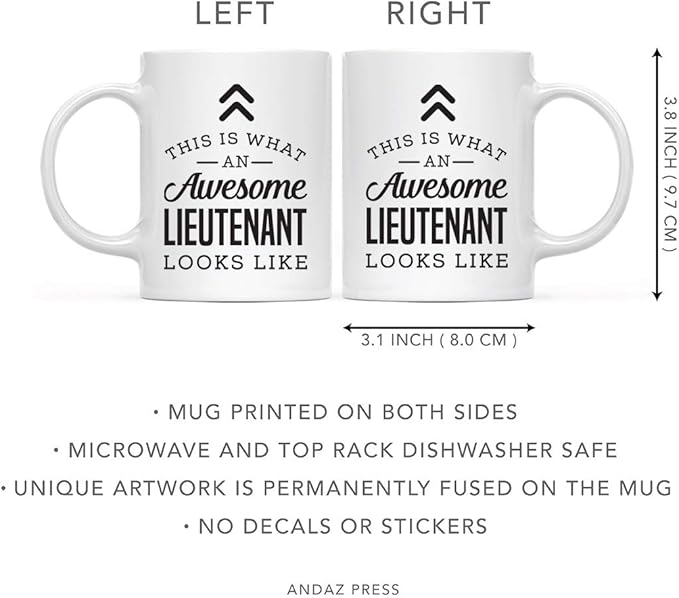 Andaz Press 11oz. Ceramic Coffee Tea Mug Thank You Gift, This is What an Awesome Lieutenant Looks Like, 1-Pack