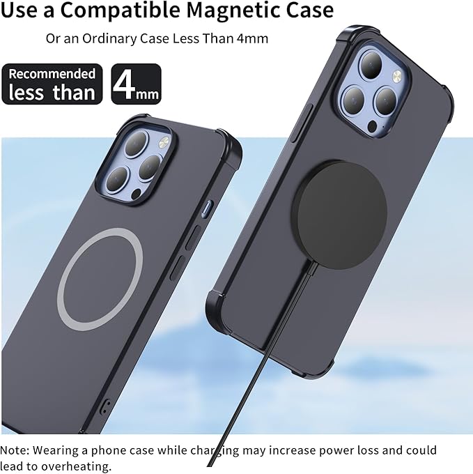 for MagSafe Charger 2 Pack 15W Magnetic Wireless Charging Pad for iPhone 17 16 15 14 13 12 Air Pro Max Plus mini/AirPods 2 3 Pro, Slim Portable Strong Magnet Quick Charger, USB-C/A Ports, Black