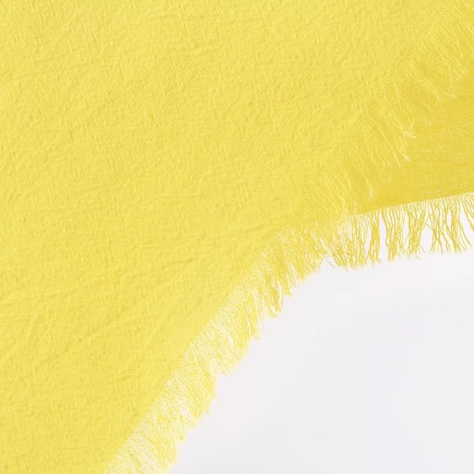 12 Pack Lemon Yellow Cotton Linen Napkins with Fringe Spring Cloth Napkins Set of 12 Boho Handmade Dinner Napkins Bulk for Wedding Bridal Baby Shower Valentine's Day, 17 x 17 Inches