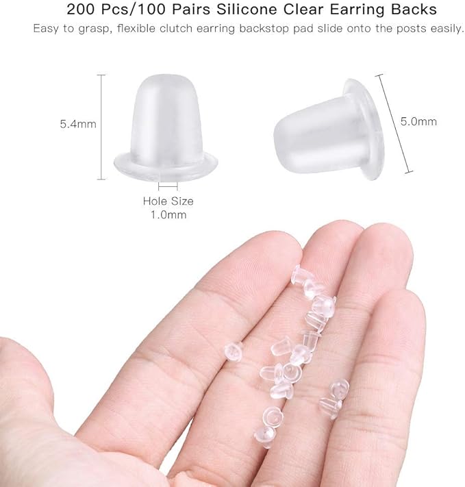 925 Sterling Silver Hypoallergenic Earring Hooks 100 Pairs for Jewelry Making, Fish Hook Earrings Making Kit, DIY Earring Findings Jewelry Making Supplies, with 200 PCS Earring Backs，Christmas Gifts