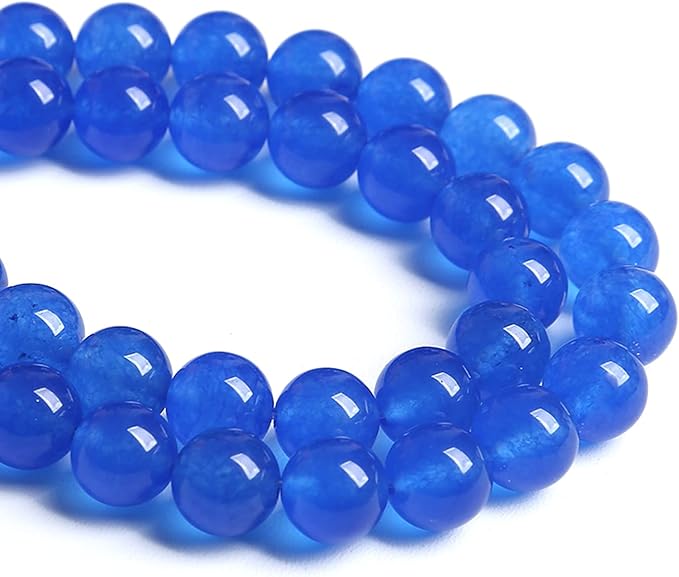 12MM 32PCS Deep Blue Chalcedony Natural Stone Loose Beads for Jewelry Making DIY Bracelet