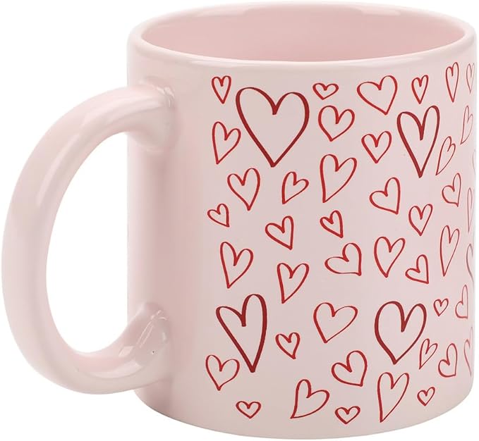 Bioworld Hearts Pink 16 Oz Ceramic Mug