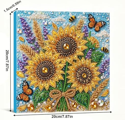 DIY Pearl Painting Kit for Adults, Sunflower Flower Gem Art with Wood Frame, 20x20cm Pearl Diamond Craft, Floral Wall Decor Gift for Women, Beginners Relaxing Hobby Kit - Image 4