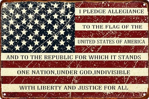 Retro Metal Sign Vintage Tin Sign I Pledge Allegiance to The Flag of The United States of America Sign for Plaque Poster Cafe Bar Wall Art Sign Gift 8 X 12 in by CSWLJS