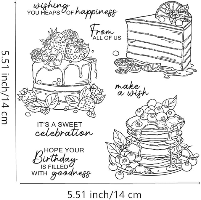 Blueberry Layer Cake Stamps and Cutting Dies for Card Making DIY Transparent Silicone Clear Stamp and Metal Die Cuts Sets for Scrapbooking Paper Greeting Cards Decor Seals Craft Supplies