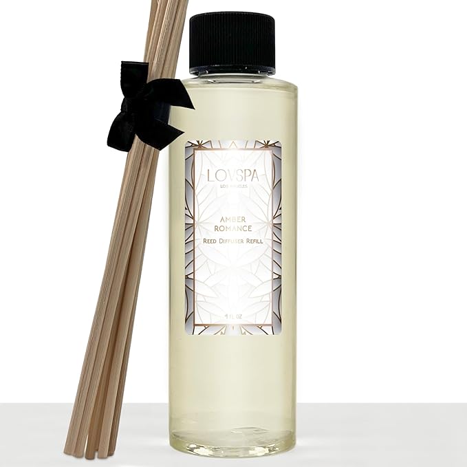 LOVSPA Amber Romance Diffuser Oil - Luxury Essential Oils for Diffuser Refill & Air Freshener Room Spray - Long-Lasting & Natural Home Fragrance, Scented Oil for Diffusers, USA Made, 4oz