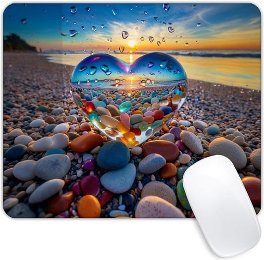 Square Mouse Pad Colorful Stones on The Beach,Gaming Mouse Pads for Desk,Soft Computer Waterproof Non-Slip Mouse Mat