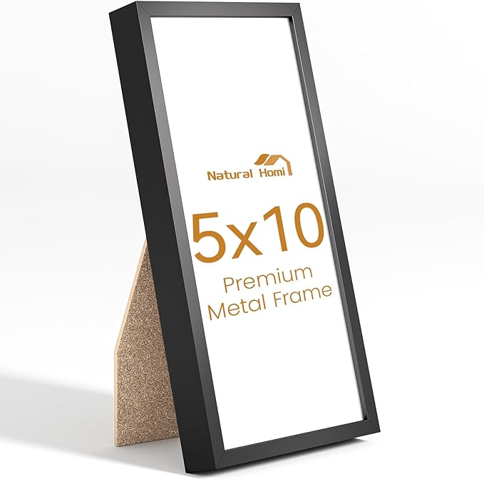 5x10 Aluminum Metal Picture Frame,Tempered Glass Black Photo Frame 5x10 for Family Photo,Posters,Art,Document to Wall Mount Horizontally or Vertically