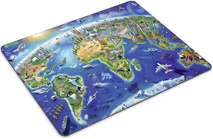 Square Mouse Pad World map,Gaming Mouse Pads for Desk,Soft Computer Waterproof Non-Slip Mouse Mat