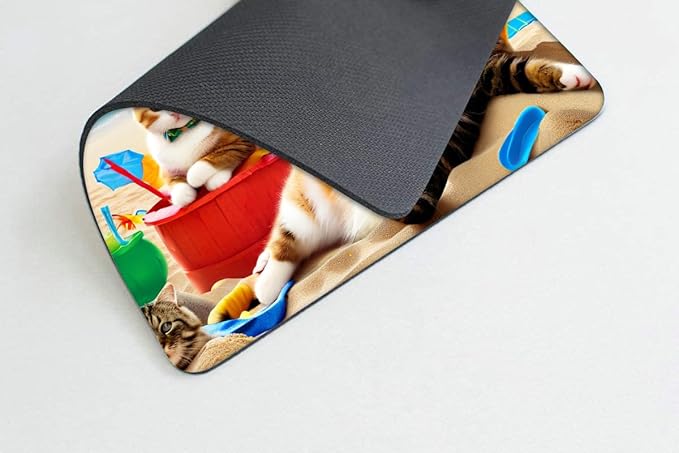 Square Mouse Pad Beach cat,Gaming Mouse Pads for Desk,Soft Computer Waterproof Non-Slip Mouse Mat