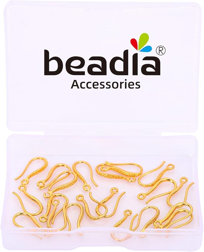 18K Gold Plated Earring Hooks 7x16mm 20pcs for Jewelry Making Findings