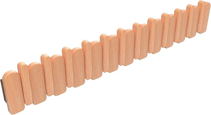 Wall Mounted Coat RackHooks Piano Key Hangers Natural Solid Wood Hanger Non-Woven Fabric Clothes Hangers for Closet, Kitchen, Bedroom, Bathroom, Entryway (Moon-Beech, 12 Hooks)