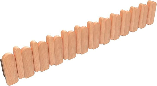 Wall Mounted Coat RackHooks Piano Key Hangers Natural Solid Wood Hanger Non-Woven Fabric Clothes Hangers for Closet, Kitchen, Bedroom, Bathroom, Entryway (Moon-Beech, 12 Hooks)