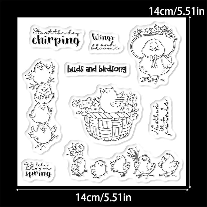Cartoon Chicken Animal Stamps and Cutting Dies for Card Making DIY Transparent Silicone Clear Stamp and Metal Die Cuts Sets for Scrapbooking Paper Greeting Cards Decor Seals Craft Supplies