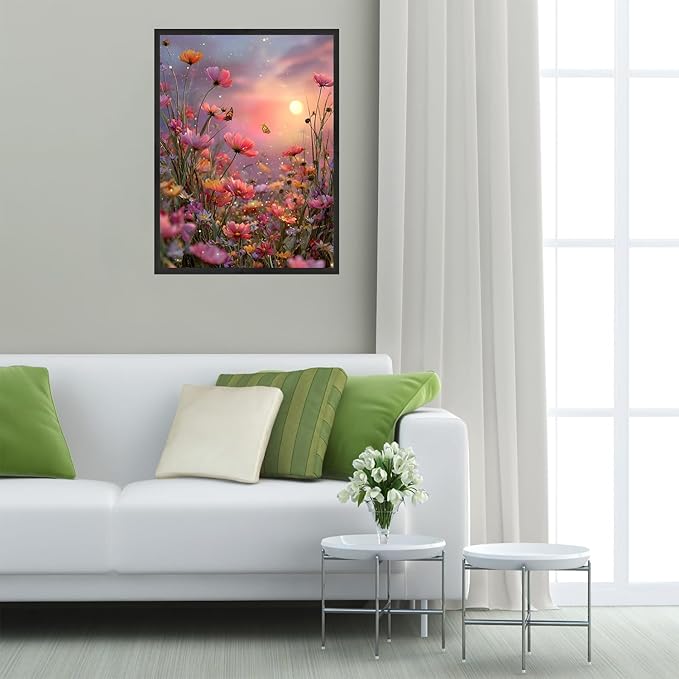 NWQZBYHT Diamond Art Kits for Adults,Wild Flowers 5D Diamond Painting Kits for Beginner,DIY Round Diamond Dots Flowers Gem Art for Adults, Paint by Diamonds Pictures Crafts Home Decor 12x16 Inch
