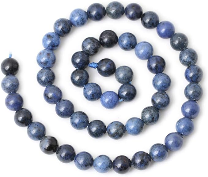 45PCS 8mm Natural Dumortierite Gemstone Round Loose Stone Beads for Jewelry Making Crafts Design 1 Strand 15"