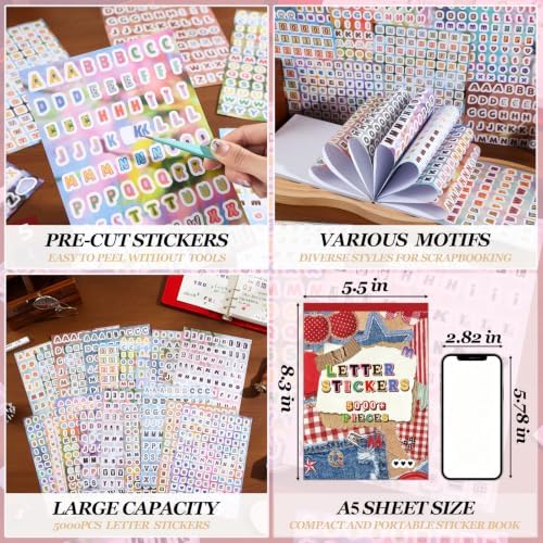 Stickers Book for Scrapbook Supplies,5000+ Letter Scrapbook Sticker for Art - Image 5