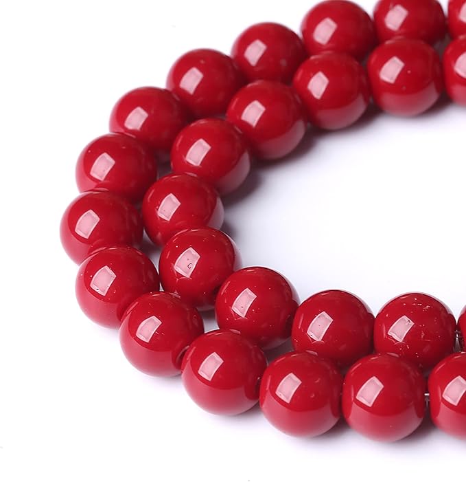 10mm 72pcs Pomegranate Red Glass Gemstone Beads Natural Round Loose Stone Healing Power for Jewelry Making 32" 2 Strand