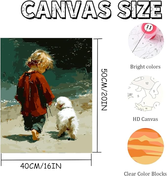 Mosaflare Paint by Numbers for Adults Beginner, Girl and Dog Adult Paint by Number Kits on Canvas, DIY Acrylic Oil Easy Painting by Numbers for Home Wall Decor 16X20 inch (Without Frame)