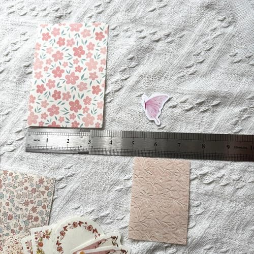 100PCS Vintage Floral Scrapbook Paper,Textured Paper Assorted Set - Image 7