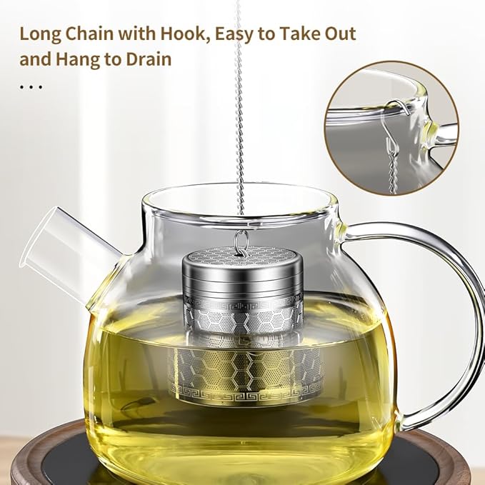 2 Pack 316 Stainless Steel Tea Infuser for Loose Leaf Tea with Drip Trays, Extra Fine Mesh Tea Infuser, Loose Leaf Tea Steeper for Black Tea, Rooibos, etc (2 Pack - Large)