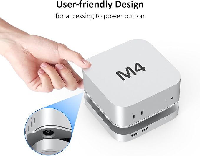 40Gbps USB4 Hub & Stand for Mac mini M4/M4 Pro, All-Aluminum Docking Station with 40Gbps M.2 SSD (NVMe PCle) Enclosure, 3*USB 2.0, 3.5mm Audio, USB4 Host | Mac mini M4 USB-4 Dock