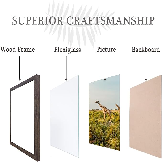 12x15 Picture frame walnut set of 3,Wooden Frame 15x12 Wall Gallery Poster Photo frame with Durable Shatter Resistant Plexiglass for Wall Mounting Family -friend- wedding best gift
