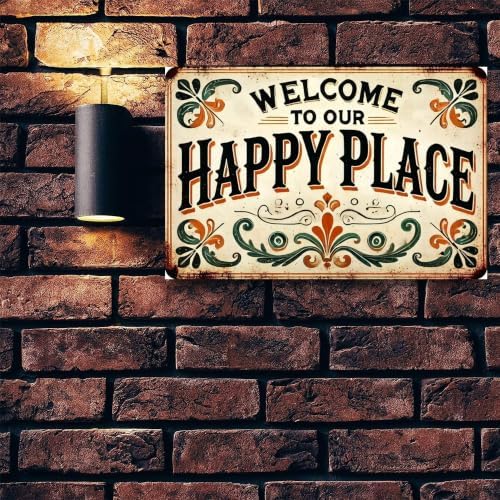 Vintage Happy Place Metal Sign,Retro Funny Home Tin Sign,Wall Aesthetics for Bar Pub Club Cafe Living Room Kitchen Restaurant Shop Office,8x12 Inches (Happy Place-07) - Image 2