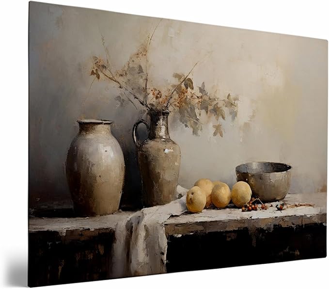 Antique Cottage Wall Art - Fruit Still Life Print,Charming French Kitchen Art,Rustic Farmhouse Wall Decor, Neutral Cottagecore Print, Vintage Country Chic Cozy Kitchen Decor24x36 Framed