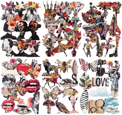 60 Pcs Vintage Collage Cardstock Stickers for Scrapbooking by Auriicleaf