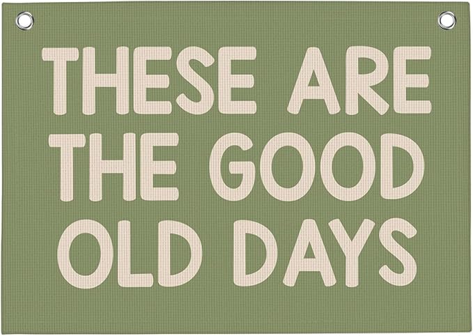 Green These Are The Good Old Days Banner Vintage Banner Wall Decor Wall Hanging Boys Girl Play Bedroom Dorm Room Decor 22x28 Inch