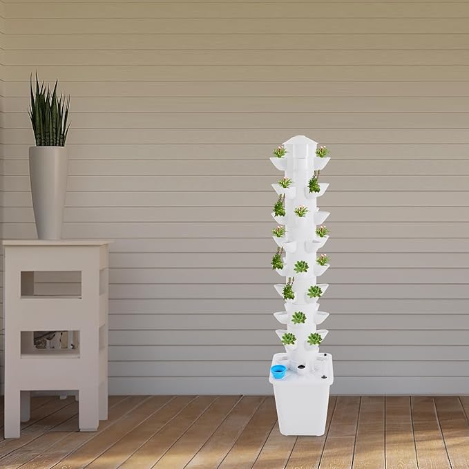 Hydroponic Growing System, 45 Pods Vertical 9 Tiers Hydroponic Tower, Home Hydronic Garden with Water Pump, Water Circulation Plants Germination Kit for Indoor Herbs Fruits & Vegetables