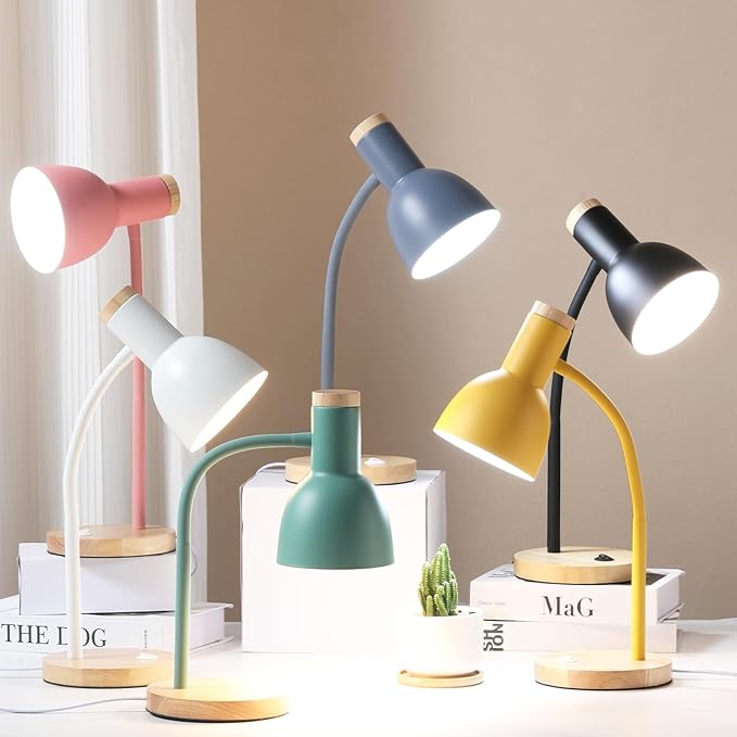 Table Lamp,Wooden Adjustable Desk Lamp,Dorm Lamp&Bedside Lamp for Living Room, Bedroom, Kids Room (Green)