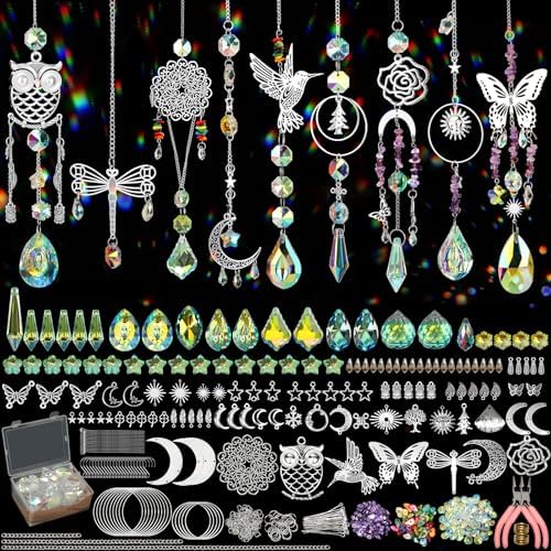 860 PCS DIY Suncatcher Kit Sun Catchers Making Supplies Arts and Crafts for Adults Hanging Prism Suncatcher Kits for Adults with Crystals Sun Catchers Indoor Window Garden Christmas Decor Wedding Home by VZZNN
