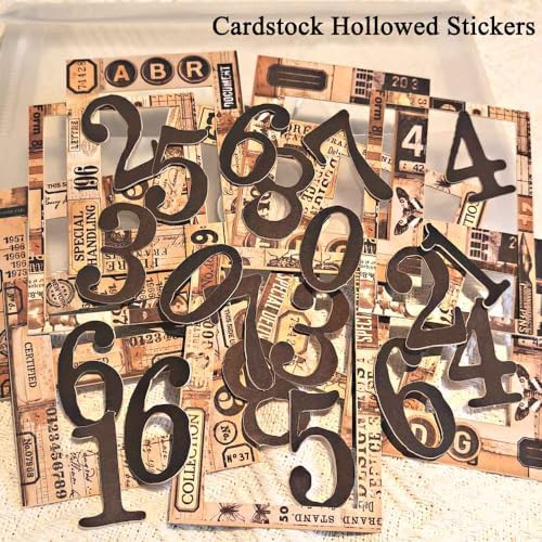 Vilikya 90Pcs Tag Label Scrapbook Stickers for Junk Journal Ephemera, PET Number Sticker for Journaling Kit, Vintage Scrapbooking Paper for Decoupage, Collage Cards Frame Stickers for Bullet Journal - Image 2