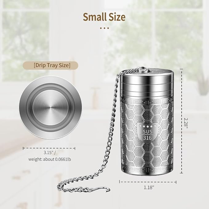 Tea Infuser (Set of 2) with Drip Dray - Ultra Fine Tea Strainer for Loose Leaf Tea - 316 Stainless Steel Tea Steeper (2Pack - Extra Small)