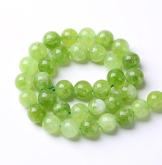 45pcs 8mm Natural Peridot Green Lace Jades Beads Round Loose Spacer Beads for Jewelry Making DIY Bracelets Crystal Energy Healing Power Stone 15 Inch (8mm, Green Peridot Jade)