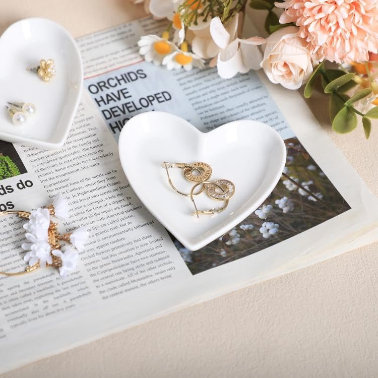 8pcs Ceramic Jewelry Dishes Heart Shape Jewelry Trays Storage Trays - Image 5