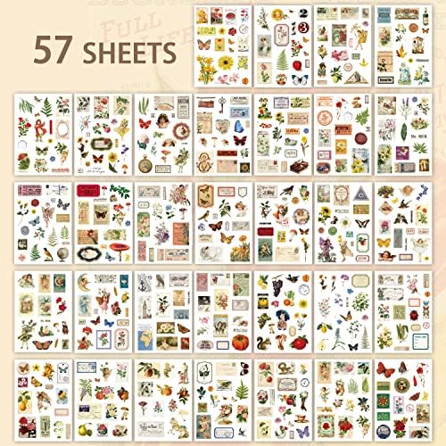 537pcs Vintage Washi Stickers and Papers for Scrapbooking, Ephemera Book for Journaling with Botanical Sticker and Scrapbook Decoupage Paper for Bullet Junk Journal, Scrapbooking Supplies for Adults - Image 3